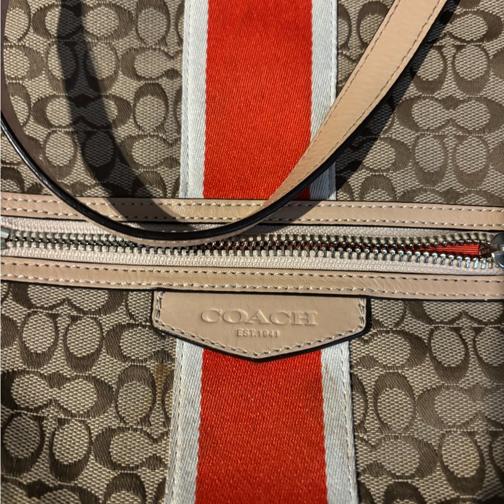Coach Brown and Orange Signature Tote Bag - Picture 2 of 8
